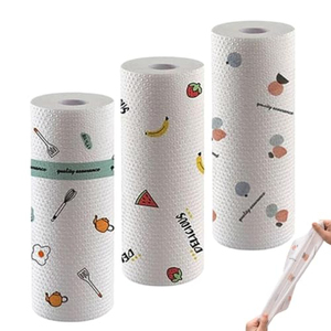 Rouleau de torchons de cuisine jetables extra larges imprimés, épais, pour usage humide et sec, en tissu non tissé, pour la maison - Product Image 6