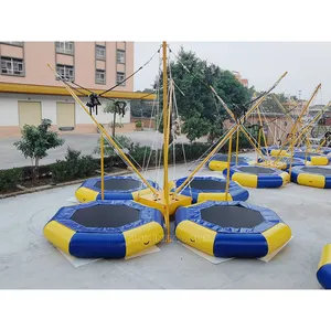 Custom made 4 persons inflatable bungee trampoline with removable control machine for outdoor entertainment