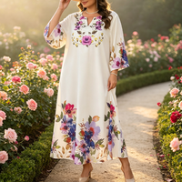 Robe longue maxi rétro à motif floral, col en V, coupe ample, décontractée, élégante, pour femme, idéale pour l'été, vente en gros