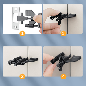 Verrou de porte portable LEIRY en alliage de zinc, pour la sécurité et l'intimité, noir/gris, design moderne minimaliste, pour hôtel, maison, bureau - Product Image 6