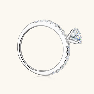 แหวนหมั้นเพชรโมอิส S925ขนาด6มม. สำหรับผู้หญิงแหวนเพชรโมอิส0.8CT สีเงินสเตอร์ลิง - Product Image 3