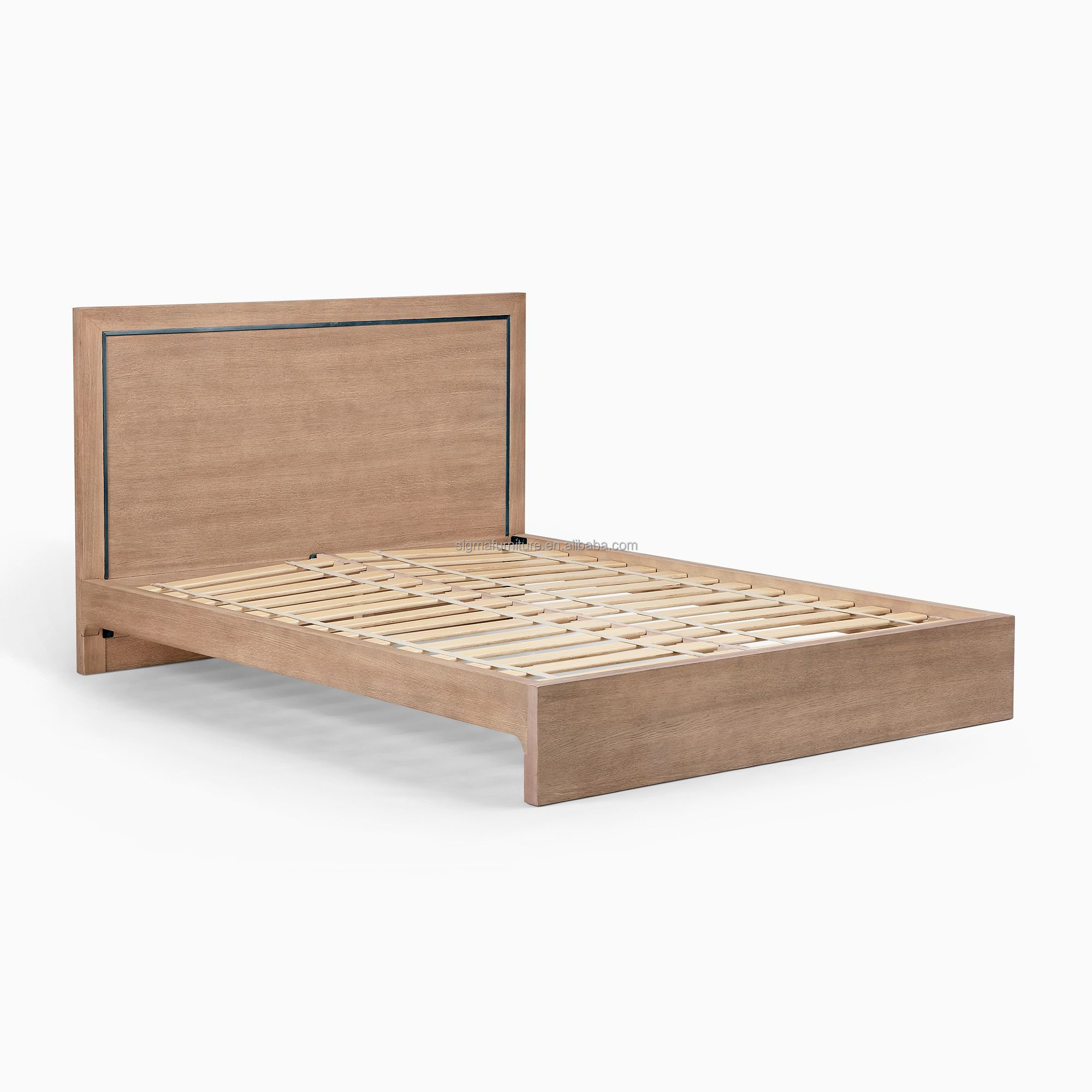 Hotel resort furniture customized solid wood wabi-sabi Oak wood bed Castle style solid wood bed
