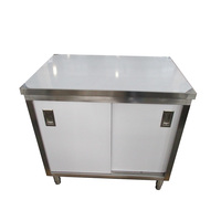 Armoire de rangement commerciale en acier inoxydable brossé, certifiée NSF, robuste, résistante à la corrosion, à 2 niveaux, réglable, avec porte