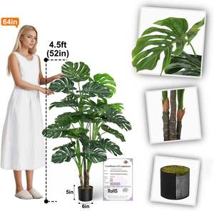 4,5 pies de altura grande Artificial Monstera Deliciosa plantas Faux Tropical Swiss Cheese Floor plantas árbol con maceta para decoración de Hotel - Product Image 2