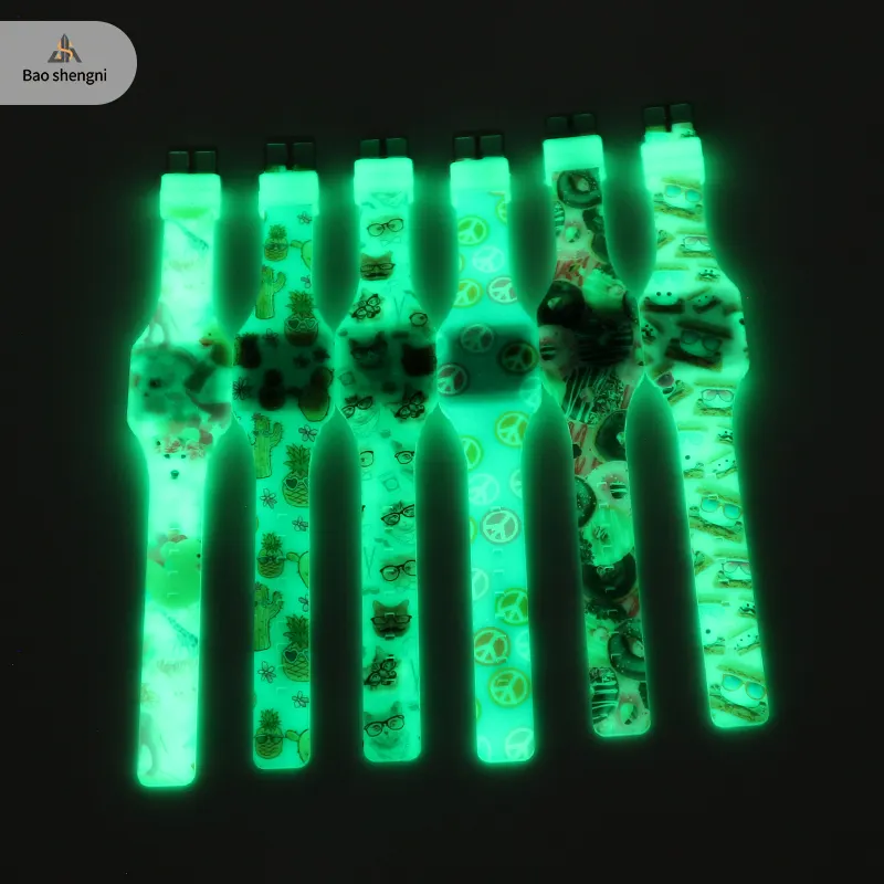 BSN Factory Direct Sell Silicone LED Light Digital Touch Watch Glow In The Dark Flash Up Wristwatches Luminous Watches For Gifts