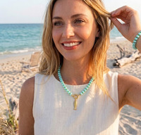 Collier Zooying en acier inoxydable avec fermoir marin, perles multicolores en verre arc-en-ciel et jade, avec breloque DIY
