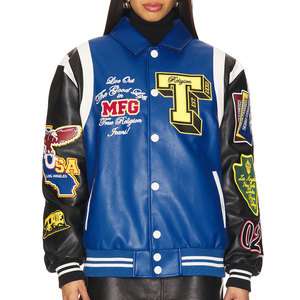 Latest Fashionable Hot Sale <b>Women</b> Baseball Varsity <b>Jacket</b> Stand Printed Canvas Winter Breathable <b>Lightweight</b> OEM Service - Product Image 3