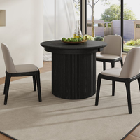 Table à manger extensible moderne de style nordique, avec structure en contreplaqué massif, couleur noire, transformable, disponible en différentes tailles, pour salle à manger