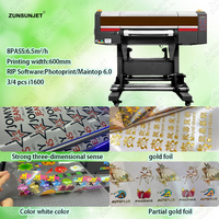 ZUNSUNJET Meilleure Vente 60Cm Rouleau Uv Dtf Led Couleur Étiquette Feuille D'or Imprimante 3 en 1 Pièces Avec Plastifieuse Ab Film pour Gla
