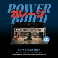 Happy Build PB8867 Garage de réparation de style japonais avec vue sur la rue et éclairage LED, 3548 pièces, Diorama d'atelier automobile, Ensembles de blocs de construction