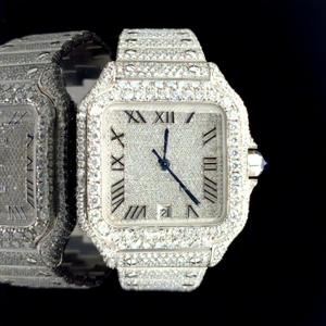 Best Quality Square <b>Sport</b> Fashion VVS Moissanite Diamond <b>Men</b> <b>Watch</b> Stainless Steel White Gold Plated Glass 10 Bar Water - Product Image 1