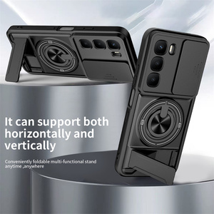 Coque de téléphone hybride PC+TPU avec anneau de protection, fenêtre coulissante pour objectif et support magnétique pour Infinix Hot 60i 5G Hot 70 - Product Image 4