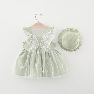 Vestidos para Niñas Estilo Coreano, Nuevo Diseño de Vestido, Ropa de Bebé, Falda de Verano, Vestido para Niñas con Sombrero de Paja - Product Image 3