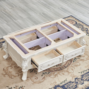 Ensemble de meubles de style européen : table basse et <span class=keywords><strong>meuble</strong></span> <span class=keywords><strong>TV</strong></span>, design moderne minimaliste nordique, extensible avec <span class=keywords><strong>roulettes</strong></span> et espace de rangement - Product Image 4