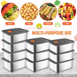 Boîtes de conservation alimentaire en acier inoxydable avec couvercles étanches, boîte à lunch bento de 16 oz pour adultes, réutilisable, lavable au lave-vaisselle, préparation des repas en déplacement - Product Image 3