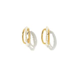 Boucles d'oreilles créoles en cristal, acier inoxydable 316L, placage or PVD, bijoux durables et résistants - Product Image 1