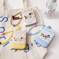 New Square Dachshund Beaded Animal Pattern Card Bag Fresh Sweet Style Colorful Mobile Phone Pendant Women's Wallet Large