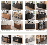 Meuble de rangement moderne de style buffet, grande capacité, en acier inoxydable, plateau en marbre, table console décorative, table d'appoint, meubles de maison