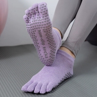 Chaussettes de yoga pour femmes, cinq orteils, coton imprimé, antidérapantes, haute qualité, grip Pilates, chaussettes pleine longueur, invisibles, vente en gros