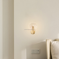 Applique murale LED d'intérieur MY9716, blanc neutre, corps en verre, lampe murale en cuivre, abat-jour en cristal, finition laiton, design moderne