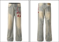 Mode Vintage Lavage Délavé Bleu Clair Pantalon Évasé Hommes Haute Qualité Broderie Casual Denim Jeans Personnalisé Hommes Designer Jeans
