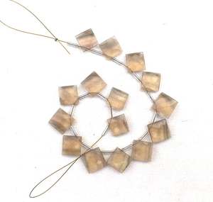 Cuentas de piedras preciosas de fluorita marrón de 1 hebra de alta calidad, Briolette de forma cuadrada Natural para fabricación de joyas hechas a mano - Product Image 4
