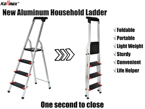 Échelle pliante en aluminium avec <span class=keywords><strong>marches</strong></span> antidérapantes, plateau à outils intégré, échelle portable pour travaux domestiques et bricolage - Product Image 2
