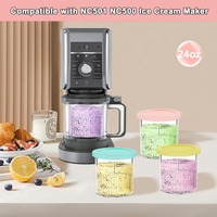 Ensemble de 4 coupes à glace à motif ondulé pour la préparation des repas et le stockage de la crème glacée, boîtes à lunch, rangement de cuisine pour la maison et le magasin