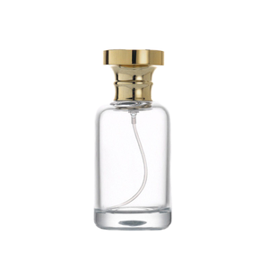 Flacon de parfum en verre transparent de 50 ml, flacon pulvérisateur cosmétique rond, bouchon doré, pulvérisateur à pompe pour échantillon gratuit/ - Product Image 1