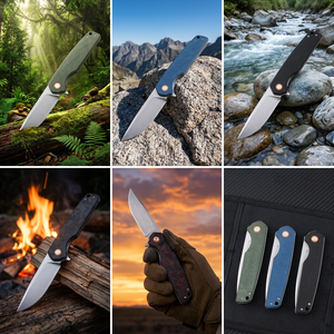 Couteau pliant GT961, lame D2, manche Mikata et fibre de carbone, couteau de poche pour extérieur, camping, chasse, survie, outils EDC - Product Image 4