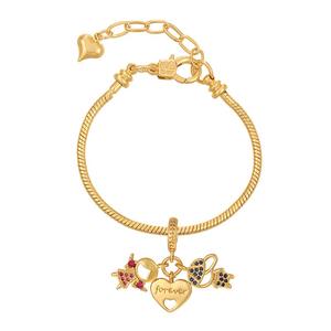 Bracelet <span class=keywords><strong>BD</strong></span>-L5505 plaqué or avec émail et incrustations de zirconiums, breloque médaille religieuse, trèfle, coccinelle, pour femme, fille et garçon - Product Image 4