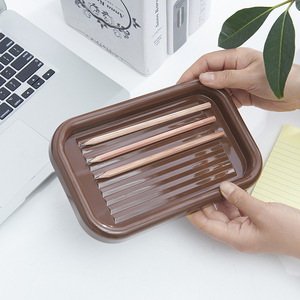 Pen Holder Square Coffee Brown Apricot Uncapped Stackable Stationery Storage Box - Product Image 2