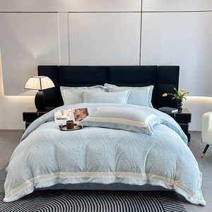 Ensemble de housse de <span class=keywords><strong>couette</strong></span> en velours épais 4 pièces, extra chaud, en polaire corail et flanelle, velours gaufré, ensemble de literie d'hiver, ensembles de draps - Product Image 5