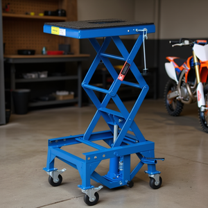 Hydraulic <b>Motorcycle</b> Scissor <b>Jack</b> Lift 300 Lbs Capacity Foot Step Wheels For Dirt Bikes Ramps Stands - Product Image 2