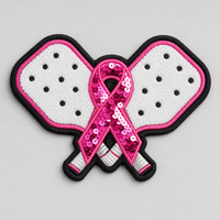Nouveau design 2026 – Patch thermocollant personnalisé en chenille brodée de sequins, ruban rose HOPE, écologique et non-tissé, pour la sensibilisation au cancer du sein
