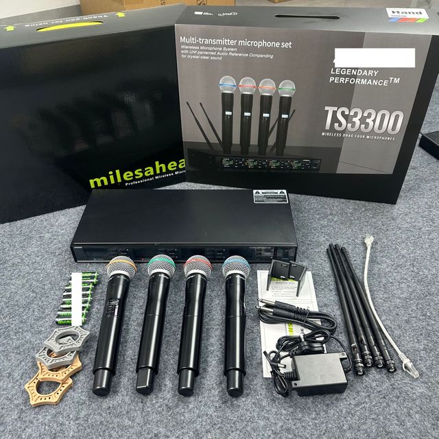 TS3300 Wireless Multi-Purpose Four-Microphone Set - Perfect for Live Performances, Singing and KTV Wireless Microphones