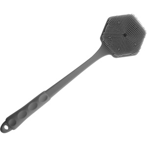 Éponge exfoliante corporelle en silicone tendance avec long manche, brosse en nylon et acier inoxydable pour le cuir chevelu et le dos, pour le bain - Product Image 1
