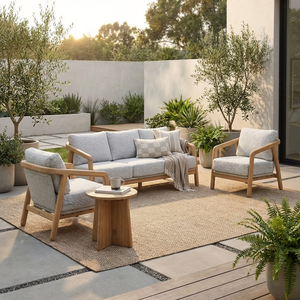 Novo Lançamento <span class=keywords><strong>2026</strong></span>: Conjunto de Sofá para Exterior de 3 Peças com Estrutura em Teca e Alumínio, Corda Trançada, Impermeável – Móveis para Pátio, Varanda de Hotel e Jardim - Product Image 1