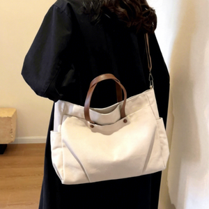 <span class=keywords><strong>Sac</strong></span> à bandoulière décontracté en coton grande capacité avec logo personnalisé pour femme, idéal pour l'école et l'usage quotidien - Product Image 1