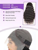 Wig Rambut Asli Virgin Deep Wave 13x6, Kepadatan 180%, HD Lace Hitam/Natural/Cokelat Tua, Medium Pre Plucked Lace Front