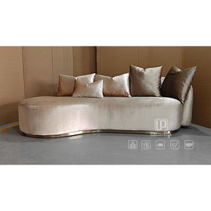 Factory Direct Sell Mini Pillow Couch Living Room Furniture Curved <b>Sofas</b> <b>Bed</b> in Beige Velvet Color 01 Curved <b>Bed</b> 01 - Product Image 6