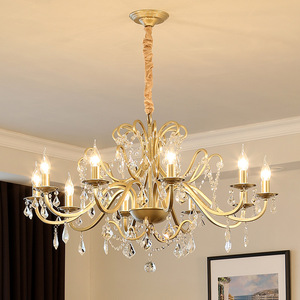 D25.6in Style américain luxe lustre en <span class=keywords><strong>cristal</strong></span> salle de mariage <span class=keywords><strong>chandelier</strong></span> branche pendentif lampe or fer brut salon lumière - Product Image 2