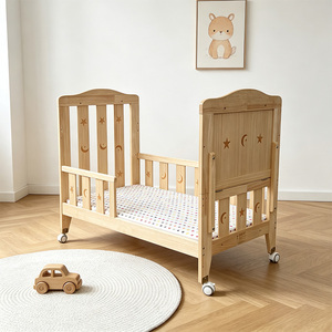 <span class=keywords><strong>Culla</strong></span> Portatile Convertibile con Ruote per Neonati e Bambini, Lettino in Legno Massello con Vano Portaoggetti - Product Image 4