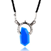 Collier classique simple avec pendentif en cristal bleu et rouge, chaîne de pull, collier de couple, accessoire hip hop, cadeau