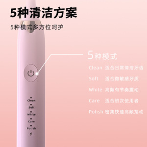 DZEC810 แปรงสีฟันไฟฟ้าโซนิค 5 โหมดชาร์จใหม่ได้ IPX7 กันน้ำสำหรับผู้ใหญ่คู่ชาร์จ USB - Product Image 1