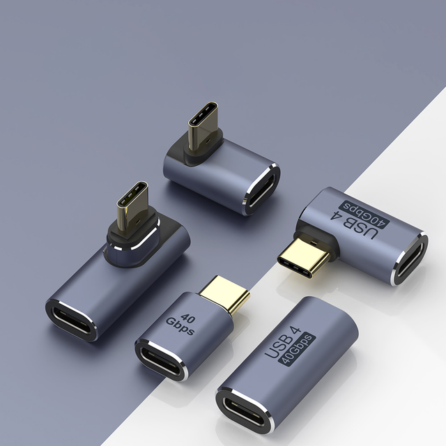 USB 4.0 PD 100W 8K 60Hz Adapter High Speed 40Gbps USB C OTG Charger Connector for Macbook 90 Degree Angle Male Female IOS