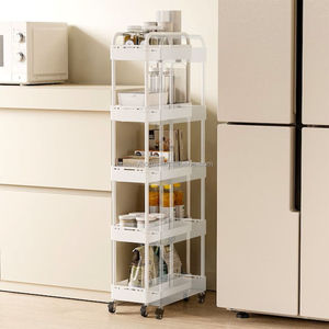 Chariot de rangement pliable et réglable sur roulettes, étagère extensible pour espaces étroits, en acier au carbone pour cuisine - Product Image 3