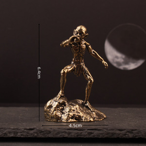 Elder Figure Art Sculpture Brass 2Pcs Tabletop Home <b>Decor</b> Study Bookshelf Desktop Ornament - Product Image 4