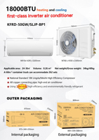 Climatiseur split 18000 BTU, 2 HP, inverseur, refroidissement et chauffage, 220V 50/60Hz, haute efficacité, pour la maison