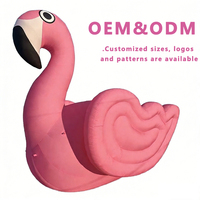 Ballon géant gonflable en forme d'oiseau de dessin animé et mascotte flamant rose fabriqué en usine avec éclairage LED, en tissu Oxford imperméable et durable